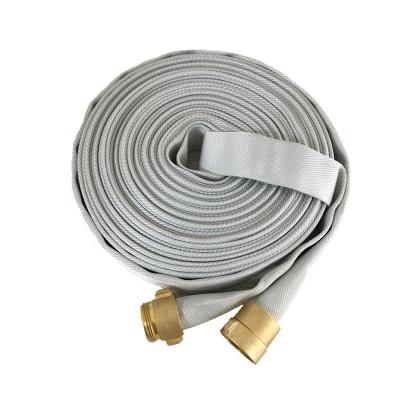 China Water Discharge Fire Fighting Hose 250psi 1.5 Inch 50ft Rubber Lined Single Jacket Rubber Lined Fire Hose With NST Brass Couplings for sale