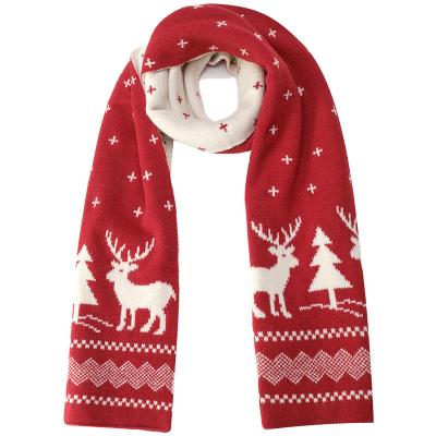 China European and American thick warm knitting wholesale striped autumn and winter color cashmere Christmas moose pattern for sale