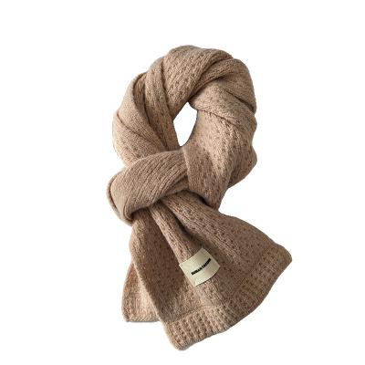 China Custom Polyester Fashion Shawl Solid Color Knitted Scarf For Women Bib Warm Winter for sale