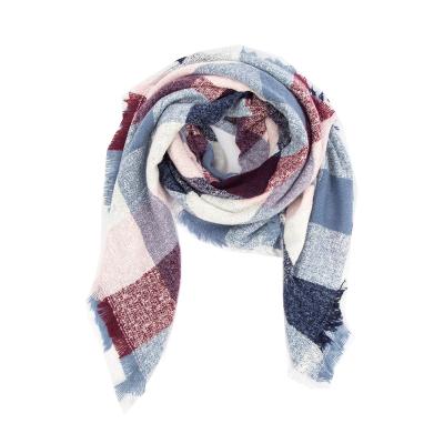 China Autumn and winter striped the new Europe and the United States buckle yarn shawl plaid square scarf for sale