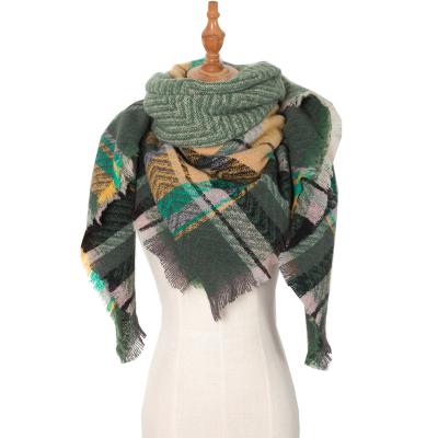 China Scarf Autumn And Winter Striped Warm Woolen Polyester New Thickened Herringbone Scarf Square for sale