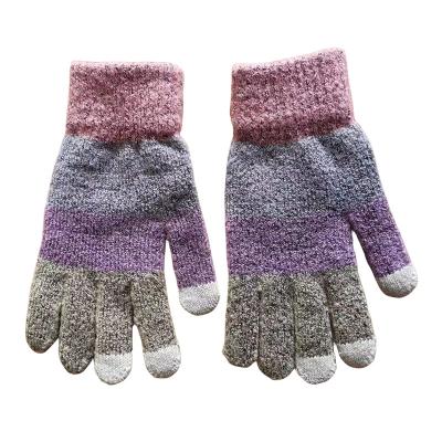 China Wholesale simple mixed yarn knitted gloves autumn and winter men and women's thick warm touch screen knitted cuff gloves for sale