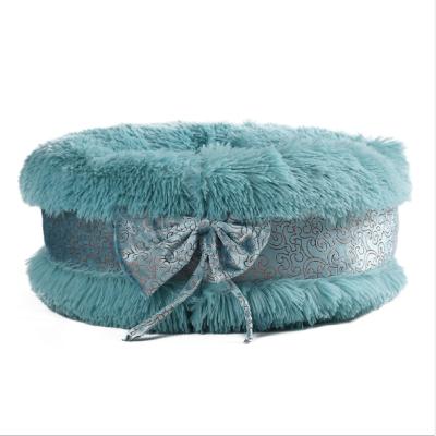 China Wholesale Travel Bowknot Design Around Soft Warm Pet Bed Dog Cat Bed for sale