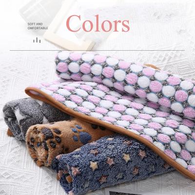 China Dropshipping Paw Prints Pet Mats Soft Travel Comfortable Puppy Coral Fleece Dog Blanket for Dogs and Cats for sale