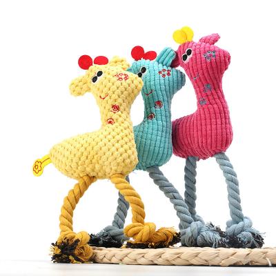 China Viable Soft Cute Funny Dog Toy Beejay Interactive Pet Toy Squeaky Fawn Shape Cat Plush Toy for sale