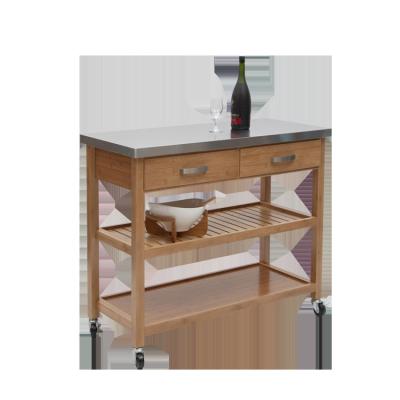 China Sunbowind Kitchen Cart Eco - Friendly Material Eco - Friendly Bamboo Cart With Stainless Steel Top for sale