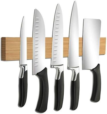 China Wall Mounted Eco - Friendly Bamboo Magnetic Knife Holder for sale