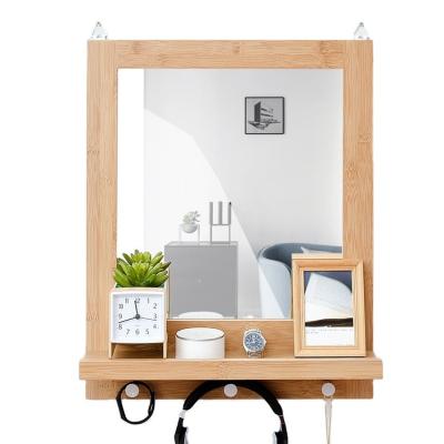 China Eco - Friendly Bamboo Wall + Mirror Bamboo Mirror With Shelf For Bathroom for sale