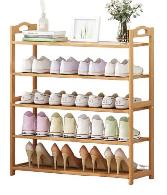 China (Others) Adjustable Eco-friendly Bamboo Display Racks For 5tiers Shoes for sale