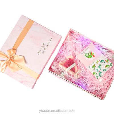 China Gift & Portable Marble Craft Print Candy Box Rose Drawer Gift Apparel Packaging Box With Ribbon Bow for sale