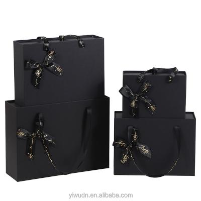 China Recyclable Mens Clothing Gift Box Unique Black Drawer Box With Ribbon Handle Underwear Gift Box for sale