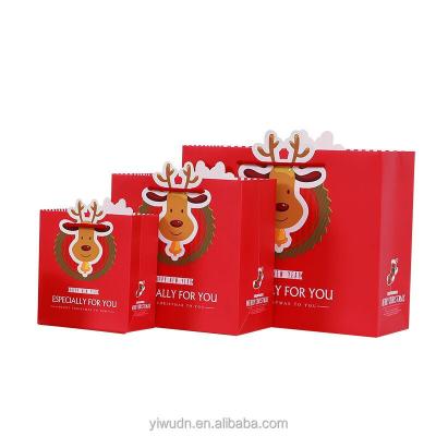 China Recyclable White Craft Hand Held Paper Bag For Food Packaging Customized Christmas Paper Bags With You Own Logo for sale