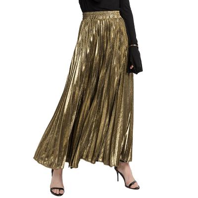 China Plus Size Fashion Ladies Polyester Elastane Summer Bohemian Women Pleated Skirt Plus Size Customized Long for sale