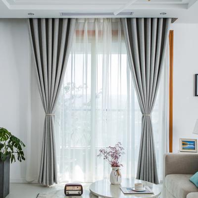 China Gray Thick Plain Window Curtain Blackout Grommet Ready Made Light Shading Solid Drapes For Living Room for sale