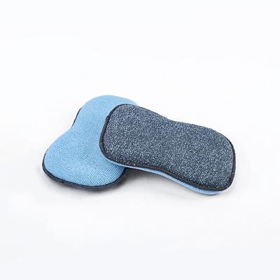 China Sustainable Esponja De Limpieza Household Microfiber Recycled Double Sided Oval Kitchen Sponge Scrubber Pad for sale