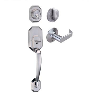 China Hotel/Home/School/Office Safe Lock High Quality Satin Nickel Entry Door Handleset Door Handle Gripsets 4 Way Door Handle Lock Safe Lock for sale