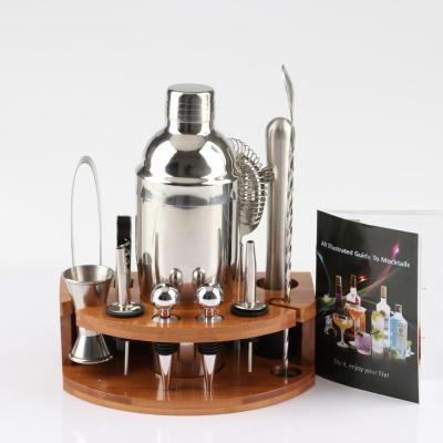 China Premium Bartender Stainless Steel Cocktail Shaker Bar Tools Kit Brushed Metal Cocktail Shaker Set With All Bar Accessories for sale