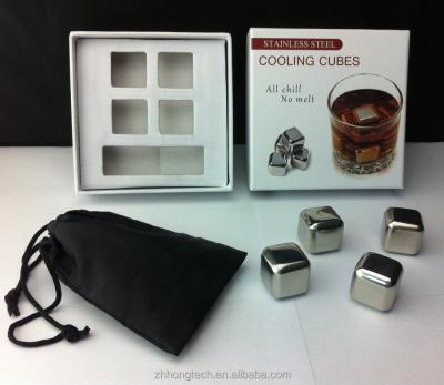 China Sustainable Custom Reusable Stainless Steel Wine Ice Cubes For Drinks With Gift Box for sale