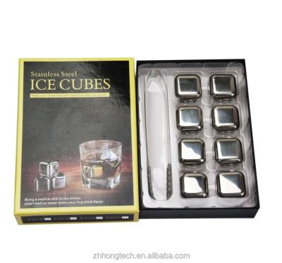 China Sustainable Custom Reusable Stainless Steel Wine Ice Cube For Bar With Premium Gift Box for sale