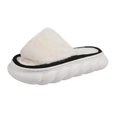 China Fuzzy Indoor Plush Fluffy Slippers Winter Popular Unique Thick TPR Slip On Slippers For Women Lady Slips Flat Open Toe SPA Slippers for sale