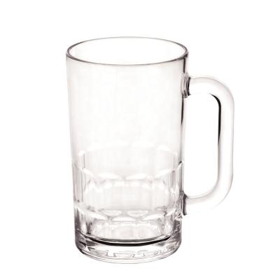 China Shatterproof Clear Polycarbonate Cut-Resistant 14oz Plastic Beer Mug With Handle Beer Glasses for sale