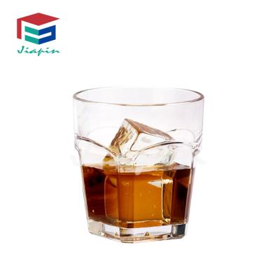 China Fancy Round 300ml Whiskey Glass Whiskey Drinks Diner Plastic Cold Short Tumbler Unbreakable Catering Glass for sale