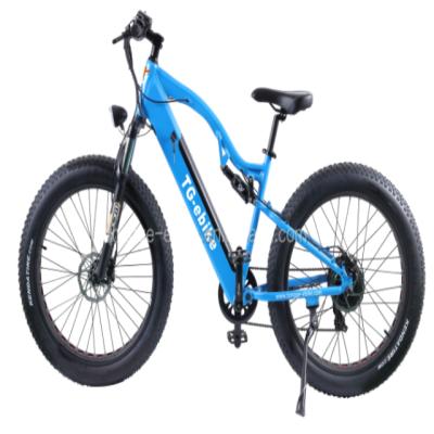 China Fat aluminum alloy tire electric mountain bike factory 26 inch full suspension snow bike electric bicycle for sale