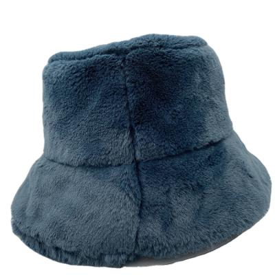 China High Quality Fisherman Plush Fluffy Furry Fuzzy Bucket Hat For Sunshading Winter Fashion Fur Adults and Kids for sale