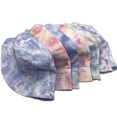 China Multi Color Bucket Hat Logo Fashion Tie Dye Reversible Sunshading Bucket Hats Women Custom Outdoor Bucket Hats for sale