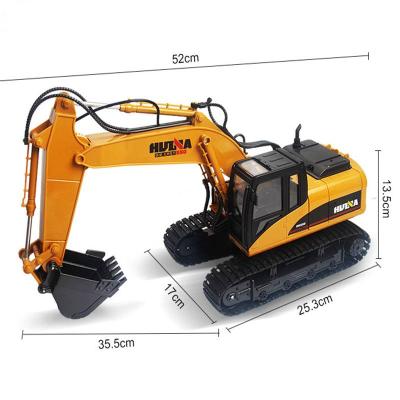 China 2.4G 15 CH RC Car Engineering Electronic Model Truck Alloy Excavator Metal Remote Control Model HuiNa 1550 for sale