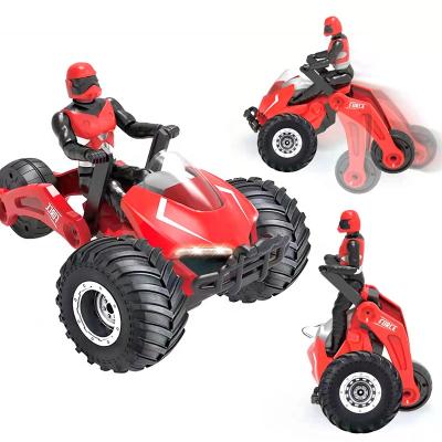 China Hot Sale 2.4g Plastic Transformed Motorcycle Remote Control Toys Stunt Up Rider Trick Truck Car Toys RC Stunt Motorbike For Kids Gifts Toy for sale