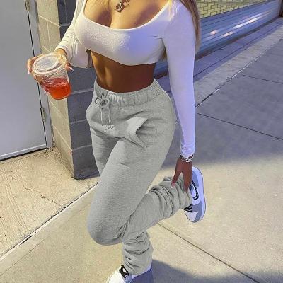 China 2020 Wholesale Drawstring Casual Pile Fashion Breathable Jogging Pants Women for sale