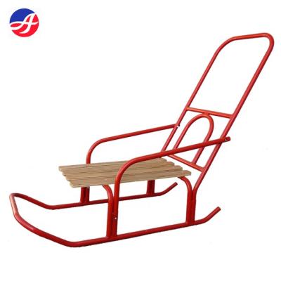 China Winter Red Color Outdoor Push Snow Sled With Metal And Wood Backrest (SB-Sled-21) SB-Sled-21 for sale