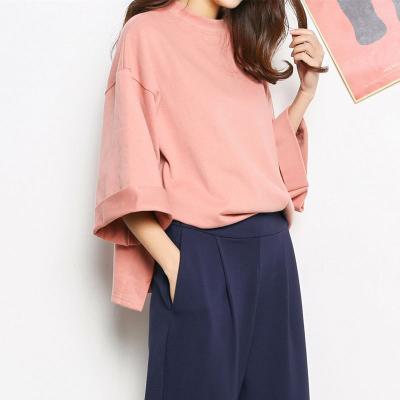 China PT0573A Korea lady blouse breathable women bat sleeve loose T-shirts fashion pure color women casual blouse for sale