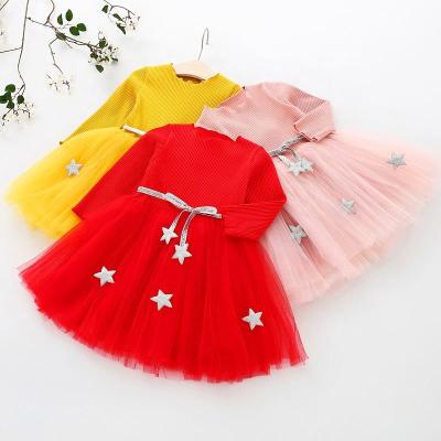 China PT1707A Breathable New Autumn Pure Color Little Girls Dress Baby Princess Sweet Dress for sale