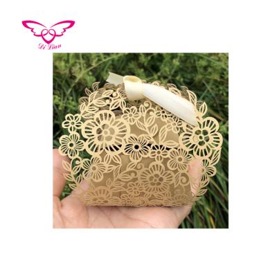 China Recyclable Elegant Gold Flower Custom Paper Gift Box for sale