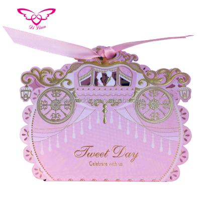 China Recyclable Laser Cut Royal Rose Color Trolley Candy Box Wedding for sale