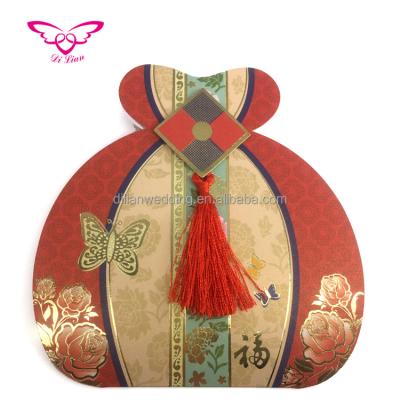 China Pocket Style Dilian Wedding Original Designed Chinese Wedding Envelope for sale