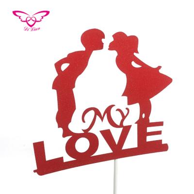 China Cake Decoration Red Color Lover Kiss Wedding Cake Topper for sale