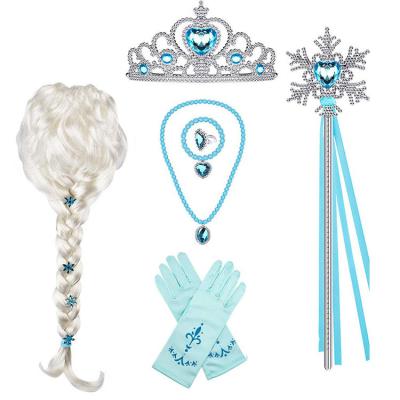 China Princess Hair Clips Elsa Tiara Crown Cosplay Frozen Elsa Wigs From Gift for sale