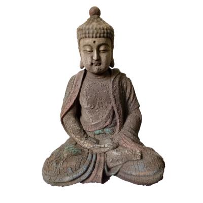 China Chinese Antique Tall Cheap Solid Wood Tall Decor Carving Wooden Buddha Statue for sale