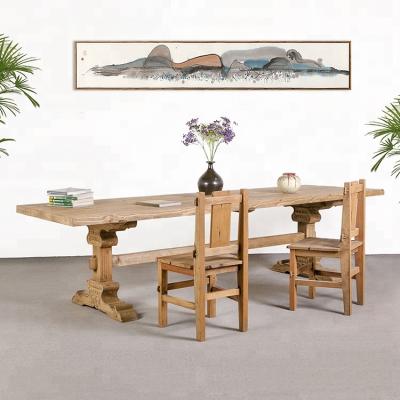 China Vintage Solid Wood Antique Design Dinner Rustic Wooden Dinner Reclaimed Table for sale