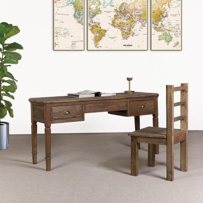 China Solid Wood Antique European Reclaimed Wooden Writing Partners Desk for sale