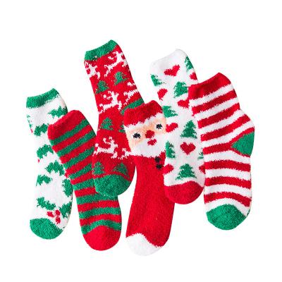 China New Design Women's Winter Santa Warm Christmas Socks Breathable Custom Made Fluffy Soft Warmth Socks for sale