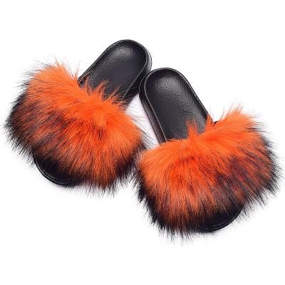 China Fashion Trend Indoor Outdoor Women's Furry Slides Fuzzy Slippers Fluffy Sandals Faux Fur Slides for sale