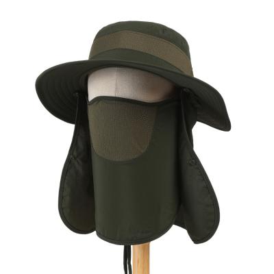 China Character Fishing Hat for Men and Women, Outdoor Sun UV Protection Wide Brim Hat with Face Cover and Neck Fin for sale