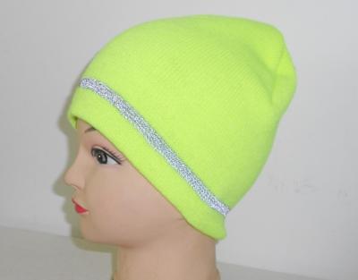 China High-strength JOINT Yellow Reflective Stripe Knitted Reflective Skull Cap for sale