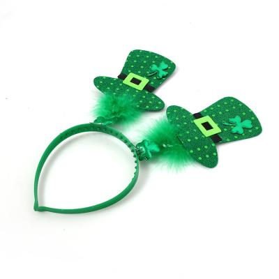 China St Patricks Day Plastic Headband For Women Girls Big Bow Headwear Green Sequined Party Accessories for sale