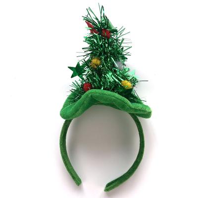 China Christmas Tree Plastic Headband Funny Sequin Party Headband For Kids And Adult for sale