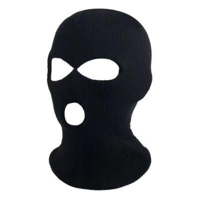 China JOINT Black Knit 3 Hole Balaclava Winter Face Ski Mask for sale